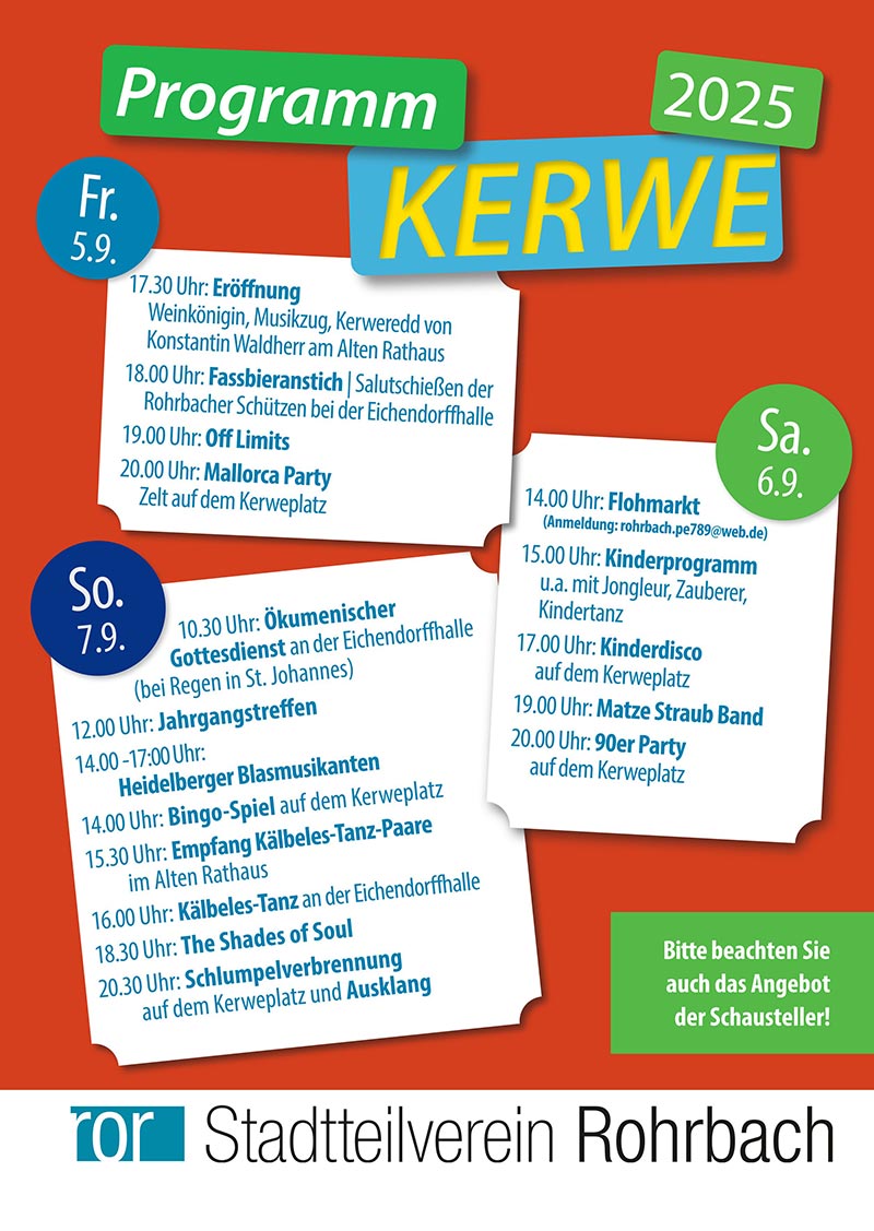 Kerweplakat: Pgrammtext für die Kerwetage
