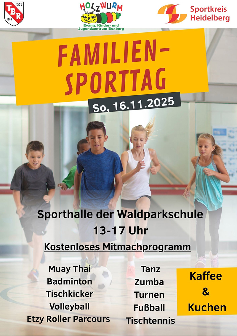 Plakat Familiensporttatg am 16.11.25 mit Programm