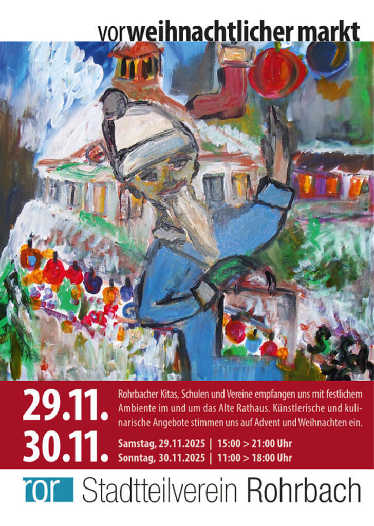 Ganzes Plakat Vorweihnachtler Markt mit Datum und Programm