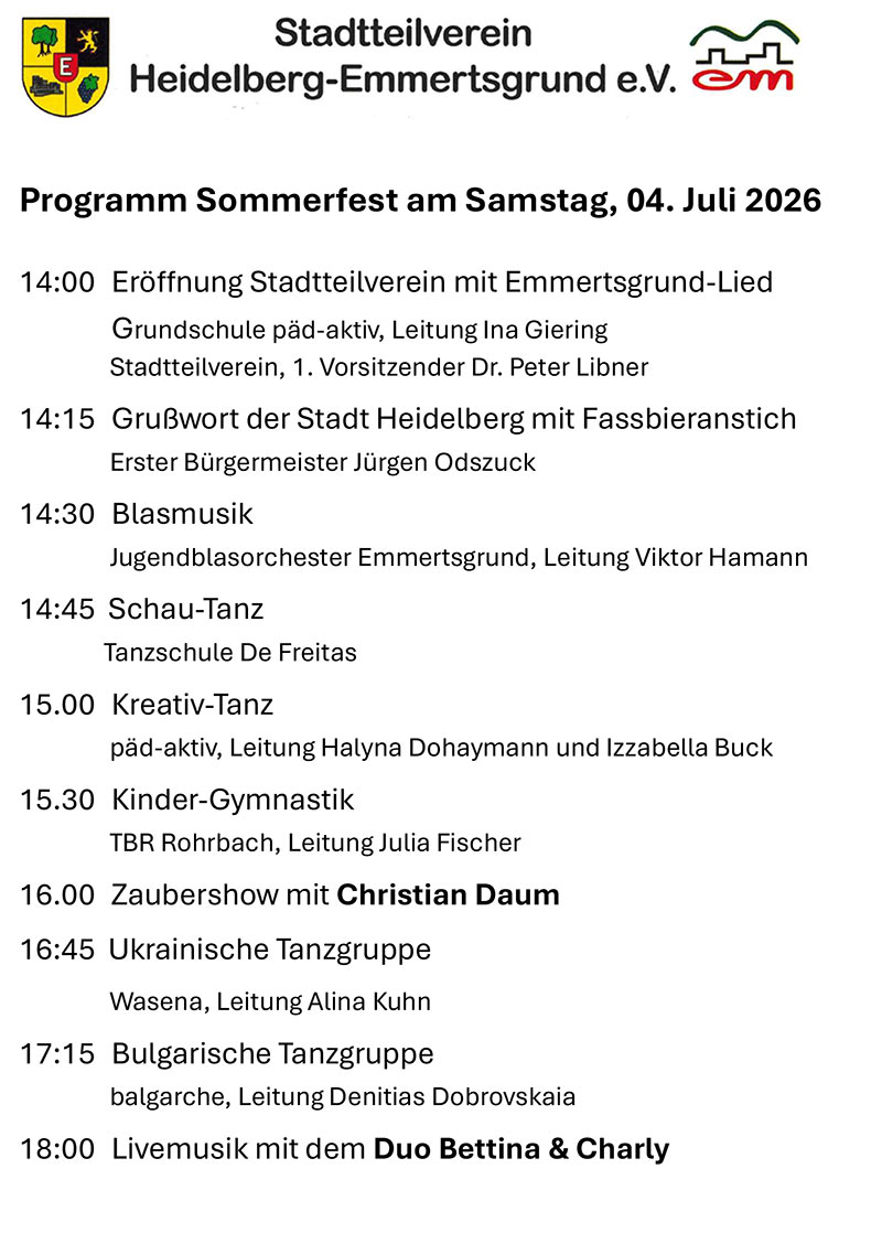 Programm des Sommerfestes